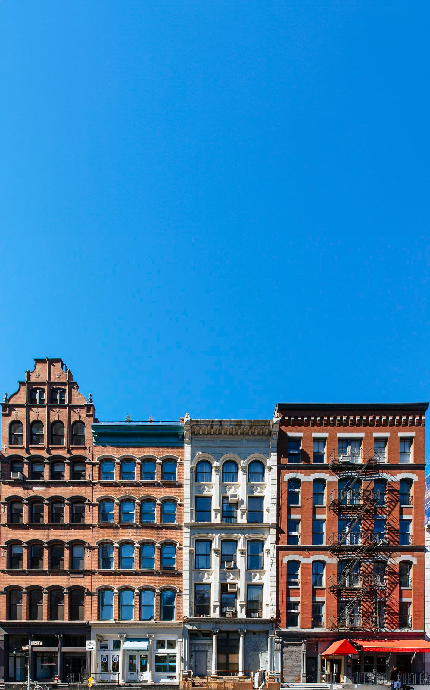 Building in Tribeca with a blue sky